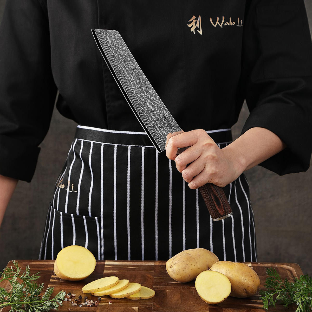 TANTO Chefmesser I EDIB - Braun, Holz/Metall (30cm) - Wakoli