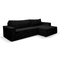 ECKSOFA HUGO XL Schlaffunktion und Bettkasten Cord-Stoff (Schwarz) - Schwarz, Textil (274/142cm) - VENASI MÖBEL