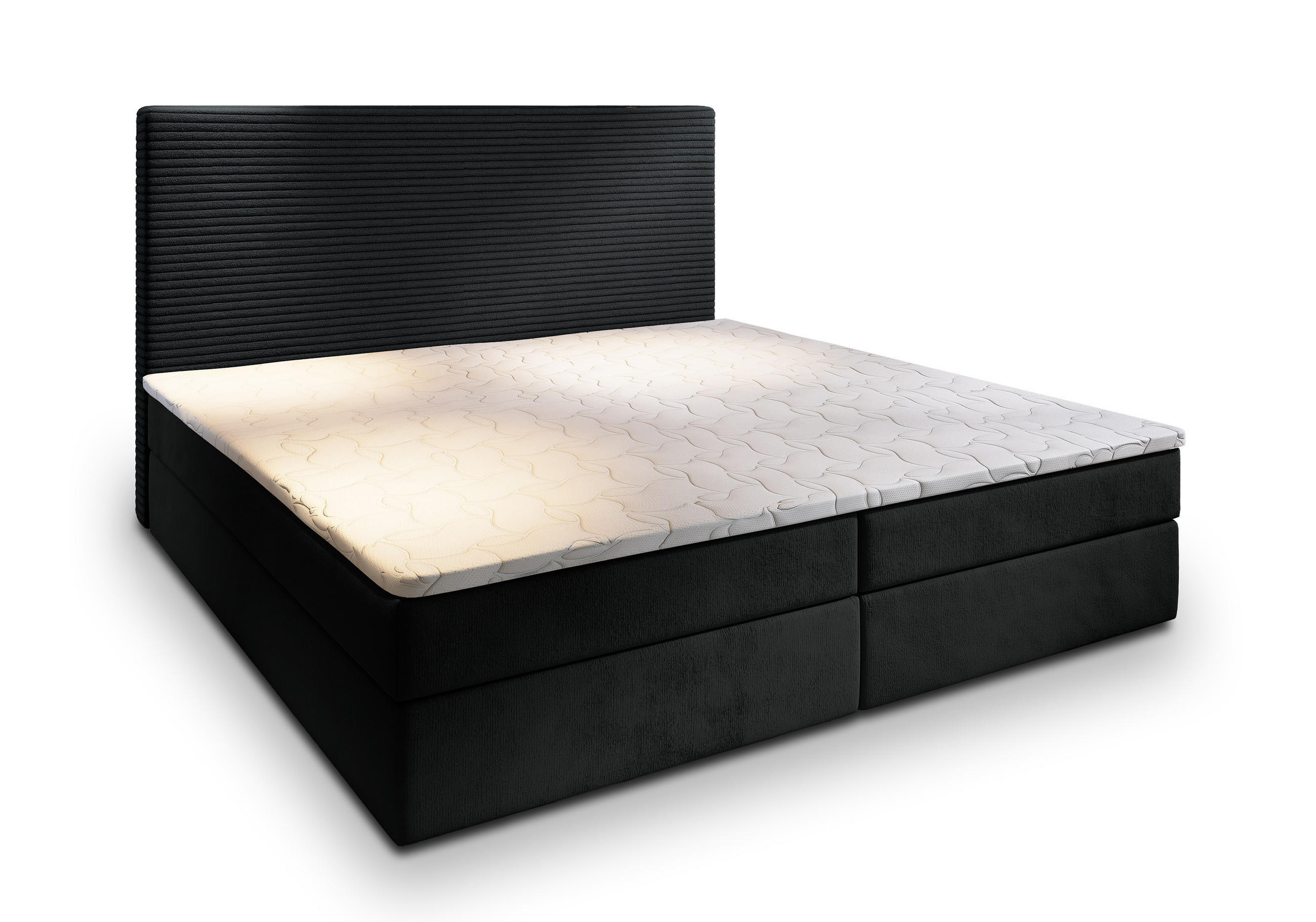 BOXBETT GIARRO 180x200 cm mit Matratze und Topper - Schwarz - Schwarz, Holz (180/200cm) - MASSENO