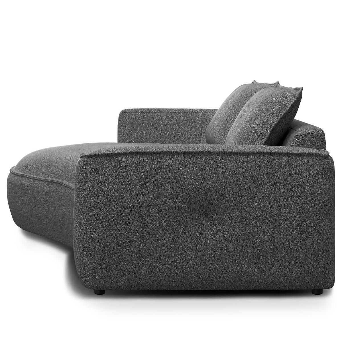 2,5-SITZER SOFA - Schwarz/Grau, Kunststoff/Textil (217/82/146cm) - home24