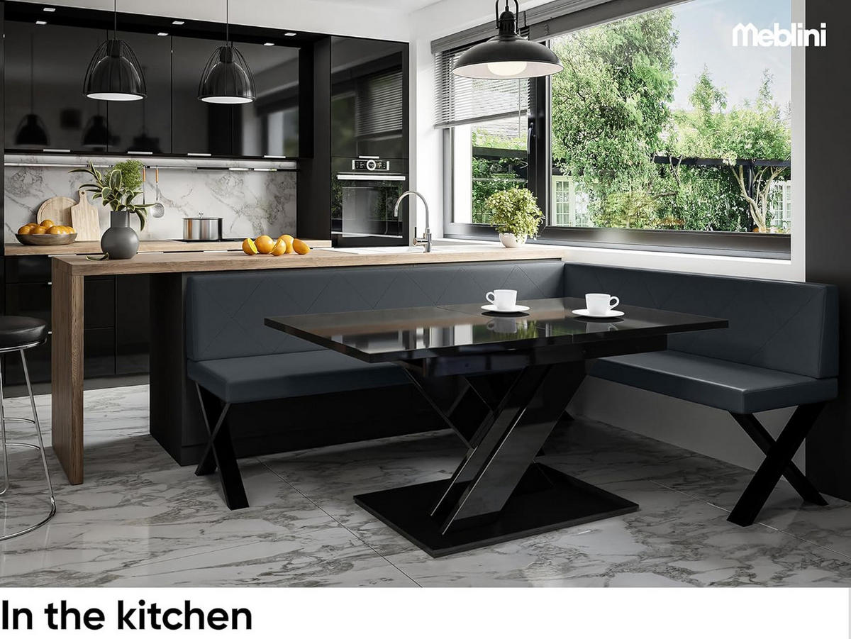 ECKBANK ERIC_X - Dunkelgrau, Leder (142/196cm) - Meblini