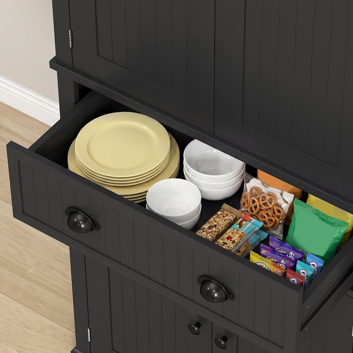 HIGHBOARD DE-11318 4 Türen Schwarz - Schwarz, Holzwerkstoff (40.2/183/76.2cm) - ComfortXL