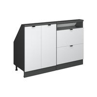 DACHSCHRÄGENSCHRANK-SET Rion Weiß Riffel 120 cm 2er Set - Weiß, Holzwerkstoff (120/81.6/46cm) - Vicco