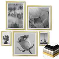 WANDBILDER 5er Set - 50x50 cm & 20x30 cm & 40x60 cm Goldrahmen - Zitrusbäume in einem sonnigen Garten - Goldfarben, Kunststoff (40/60cm) - ArtPrintCave