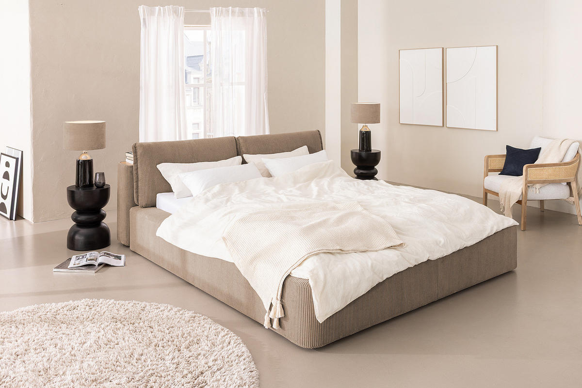 POLSTERBETT - Taupe, Textil (140/200cm) - home24