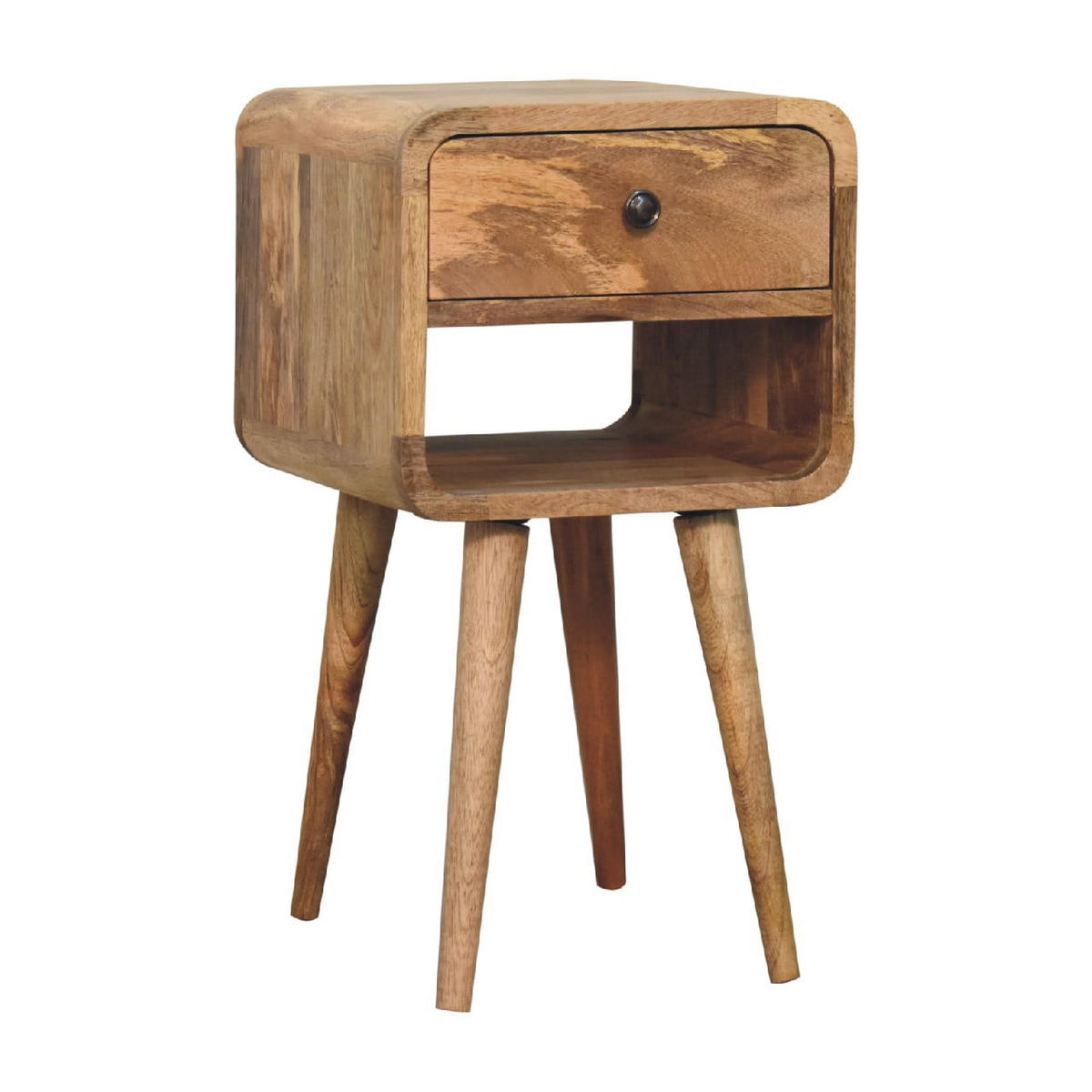 NACHTTISCH mit einer Schublade - Eichefarben/Messingfarben, Holz/Metall (30/55/30cm) - Artisan Furniture
