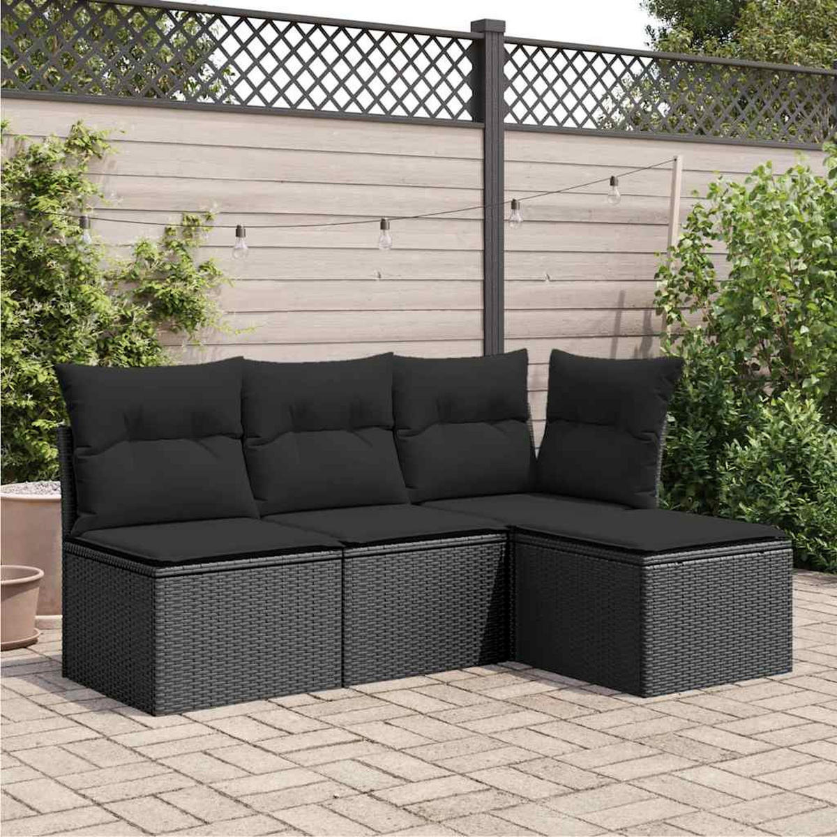 GARTENHOCKER Mit Kissen Schwarz 55/55/37 Cm Poly Rattan - Schwarz, Kunststoff (55/37/55cm) - vidaXL