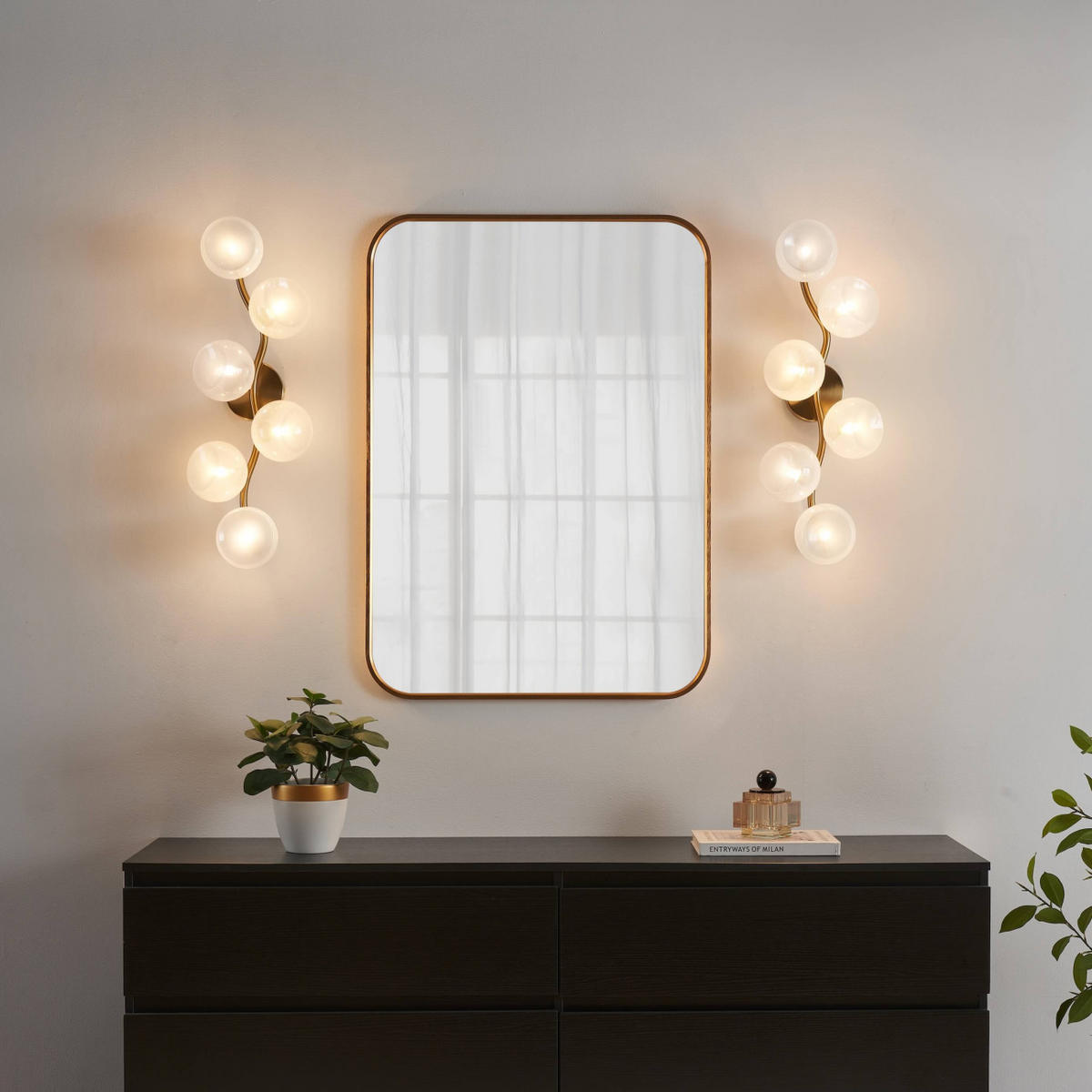 WANDLEUCHTE Isalina, Messing und Weiß, 73cm - Messingfarben, Glas (27/73/73cm) - KOSILUM