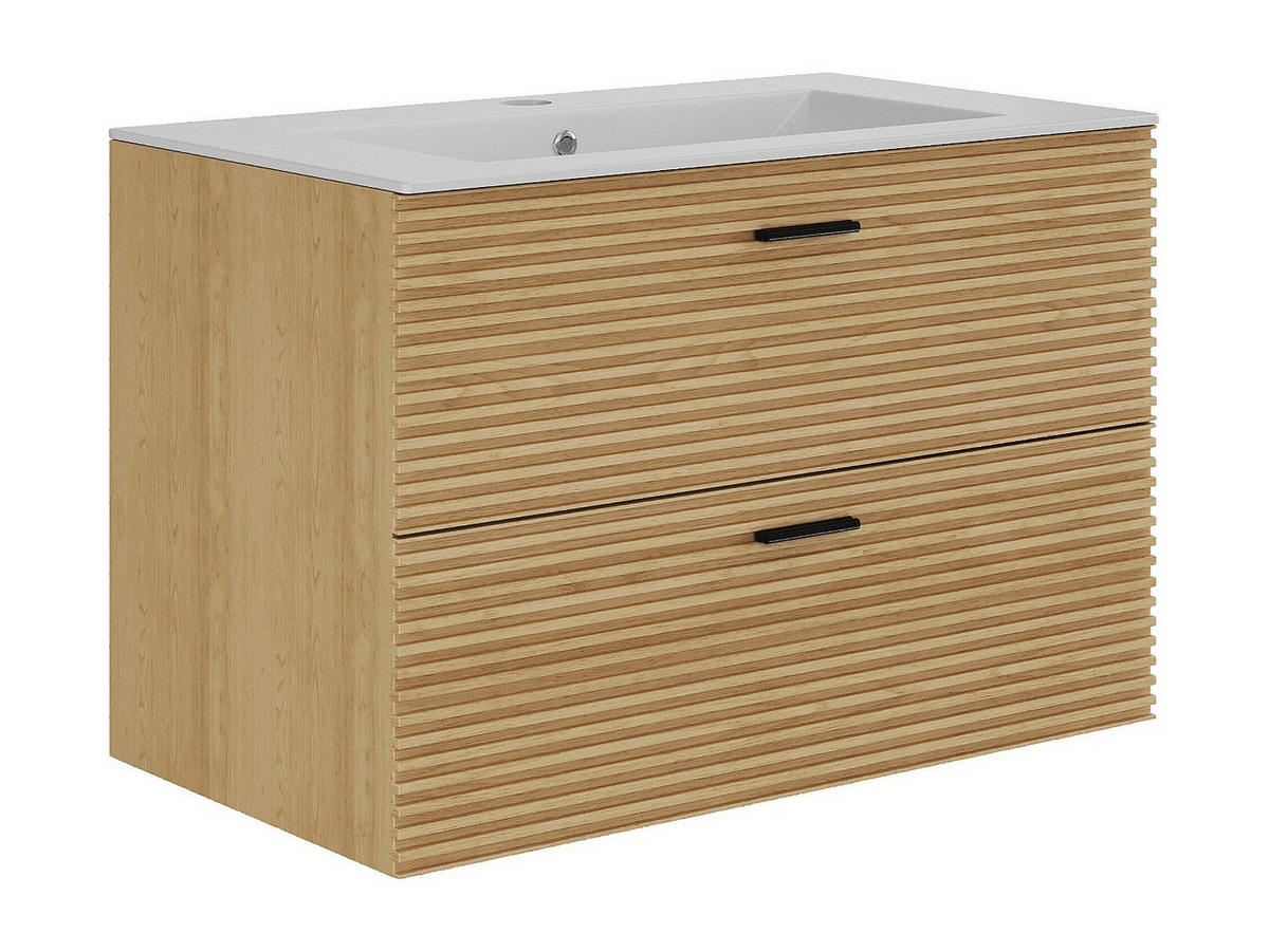 EINZELWASCHTISCH - 80 cm x 46 cm - Holz, Platte - Naturfarben Hell - SARONE - Naturfarben, Holz (80/55/46cm) - Vente-Unique