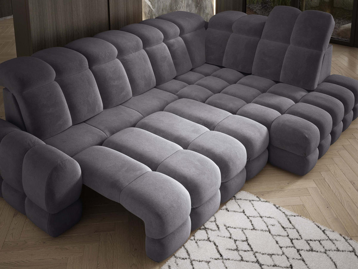 ECKSOFA TOLLO Salvador-stoff L-form 302x217x105 cm anthrazit - Anthrazit, Holz/Textil (217/302cm) - DomoHome