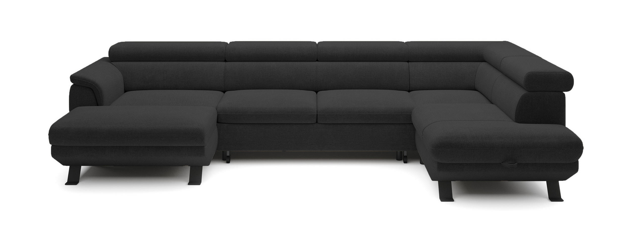 ECKSCHLAFSOFA Raven XL, Verstellbaren Kopfstützen, Bettkasten, Großes Sofa 334x198x162cm Rechte, Anthrazit - Anthrazit, Holz/Textil (334/198cm) - DomoHome