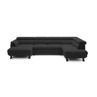 ECKSCHLAFSOFA Raven XL, Verstellbaren Kopfstützen, Bettkasten, Großes Sofa 334x198x162cm Rechte, Anthrazit - Anthrazit, Holz/Textil (334/198cm) - DomoHome