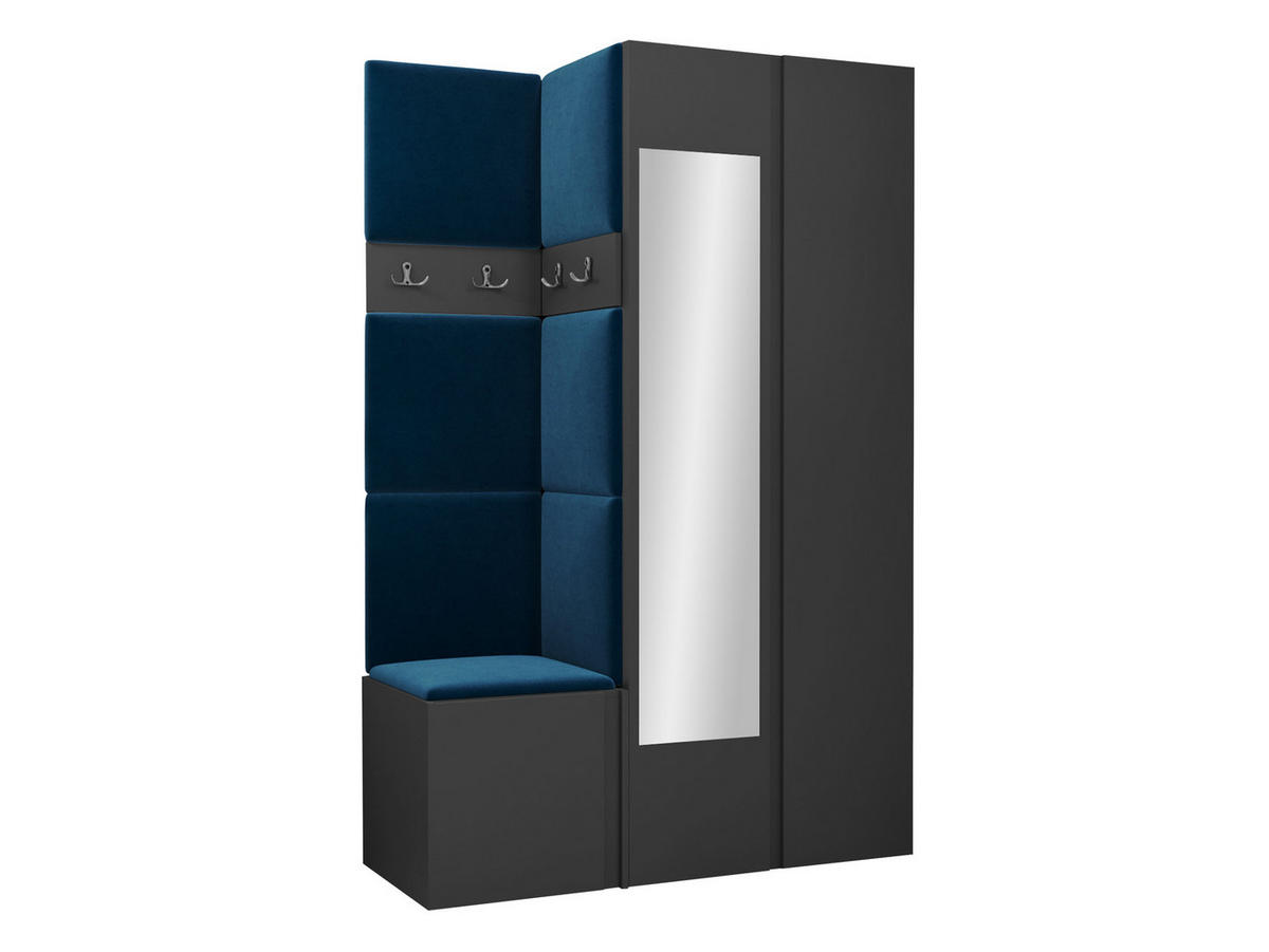 GARDEROBEN-SET Orion XXVI - Blau/Graphitfarben, Holzwerkstoff/Kunststoff (116/186/46cm) - MIRJAN24