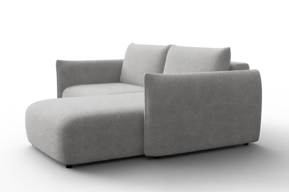 ECKSOFA TAUER 3-Sitzer RECHTS, Bouclé-Stoff hellgrau - Schwarz/Grau, Holz/Textil (206/173cm) - Courtois Laville