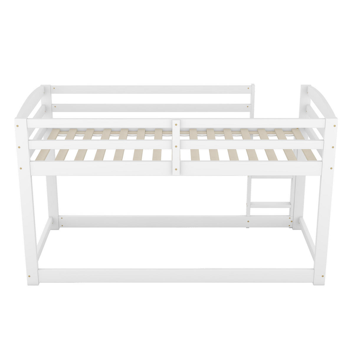 ETAGENBETT 90/200 cm aus Kiefern mit niedriger Bauweise und Absturzsicherung, Weiß - Weiß, Holzwerkstoff (90/200cm) - Redom