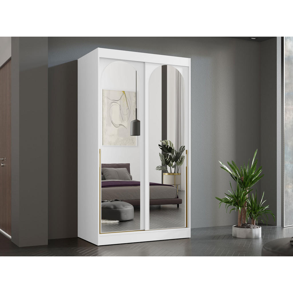 Thumbnail - Mirjan24 Schiebetürenschrank, Weiß, Gold, Holzwerkstoff, 5 Fächer, Rechteckig, 120x216x65 cm, Schlafzimmer, Kleiderschrä...