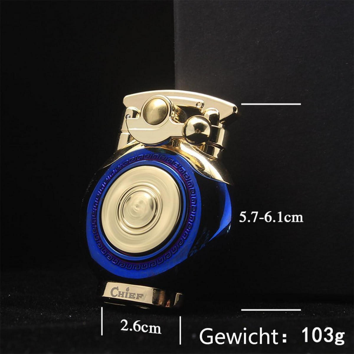 FEUERZEUG Vintage Blau Winddicht Rotierende Zündung - Multicolor, Metall (4/1.2/7cm)