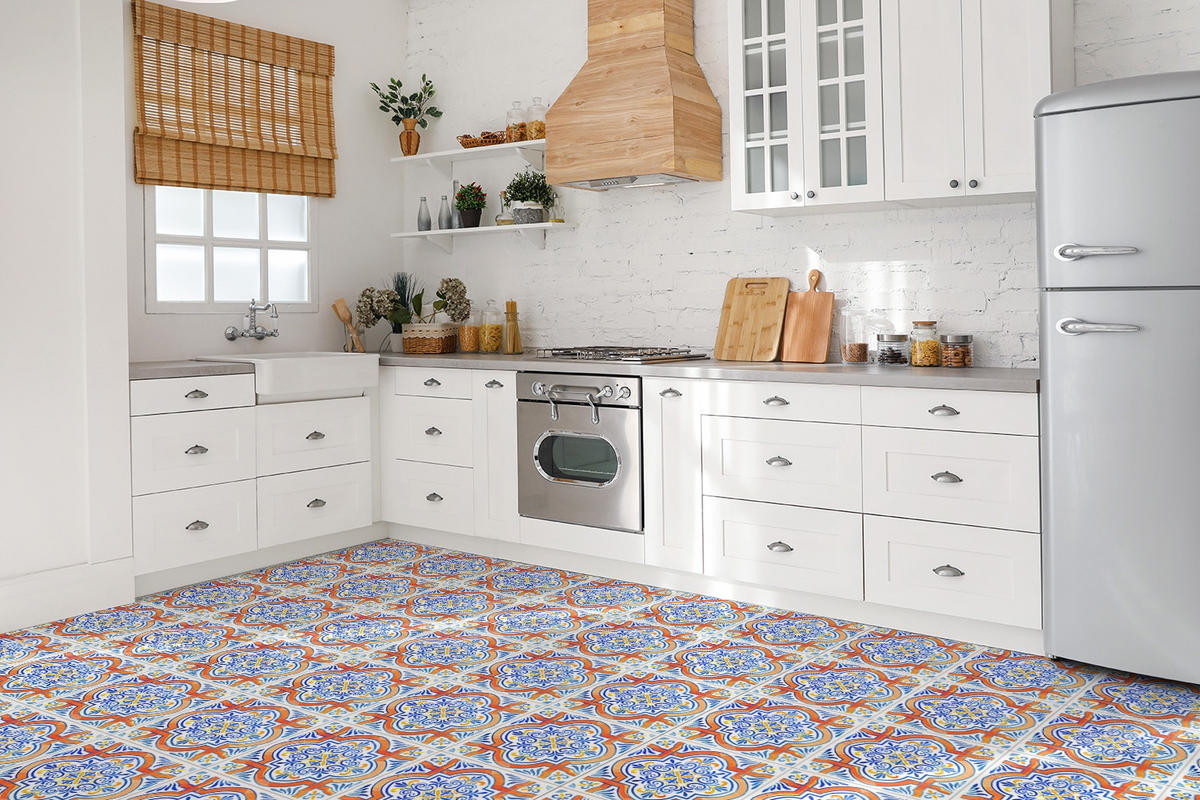 FLIESENAUFKLEBER 9 Stück 30x30 cm selbstklebend Grafiken im Azulejos-Stil - Multicolor, Textil (30/1.6/30cm) - TULUP