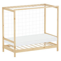 KINDERBETT Fußballtor mit Matratze 80x160 cm Natur - Naturfarben, Holz (80/160cm) - ML-DESIGN