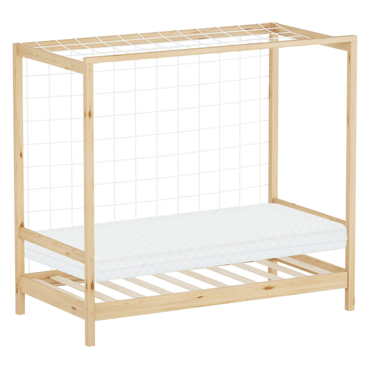 KINDERBETT Fußballtor mit Matratze 80x160 cm Natur - Naturfarben, Holz (80/160cm) - ML-DESIGN