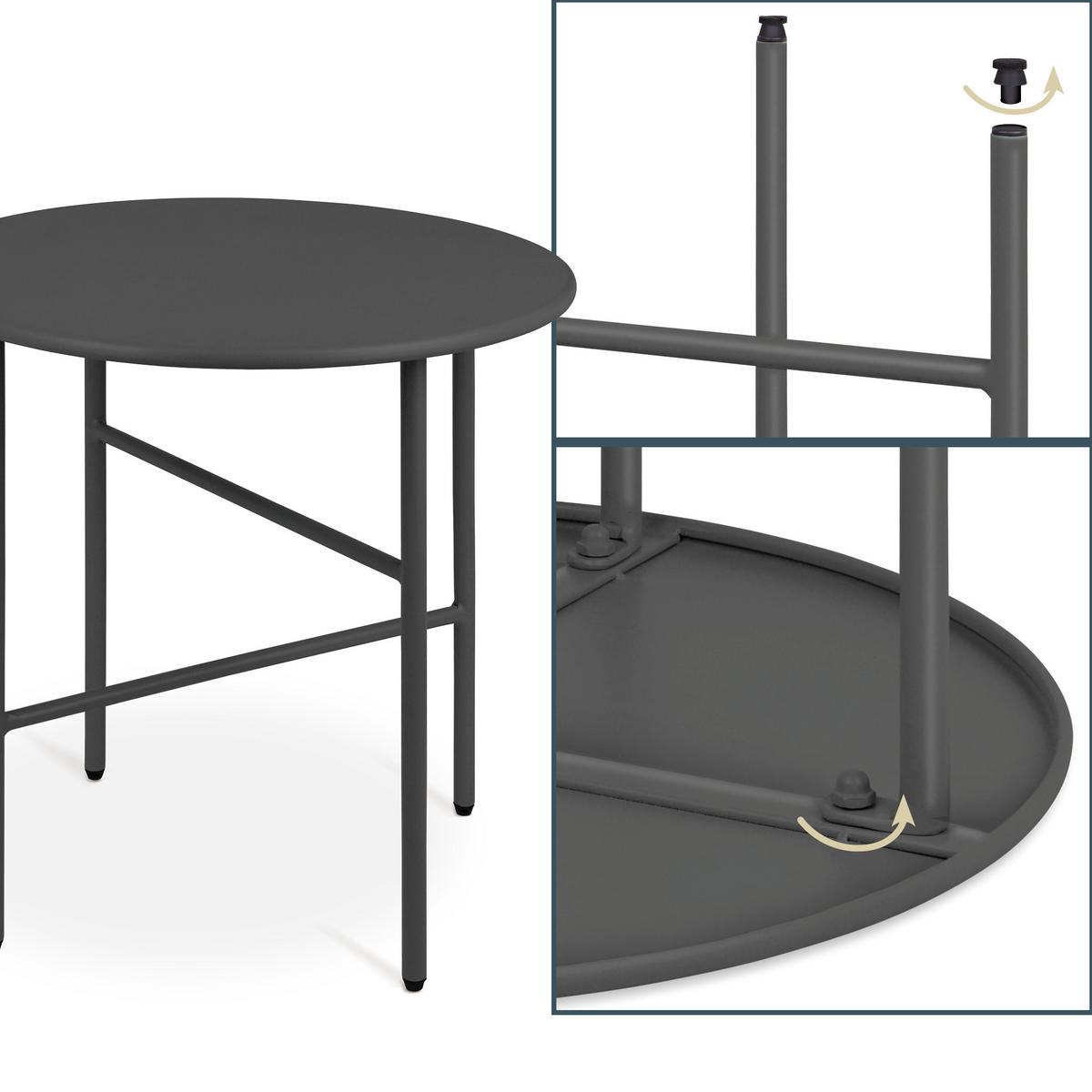 BEISTELLTISCH Finn Ø 44/46 cm Schwarz - Schwarz, Metall (44/44/46cm) - BoMoe