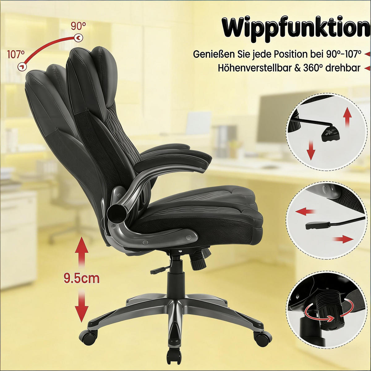 CHEFSTUHL Schwarz 73/67,5/120 cm - Schwarz, Metall (73/120/67.5cm) - PANGIVO