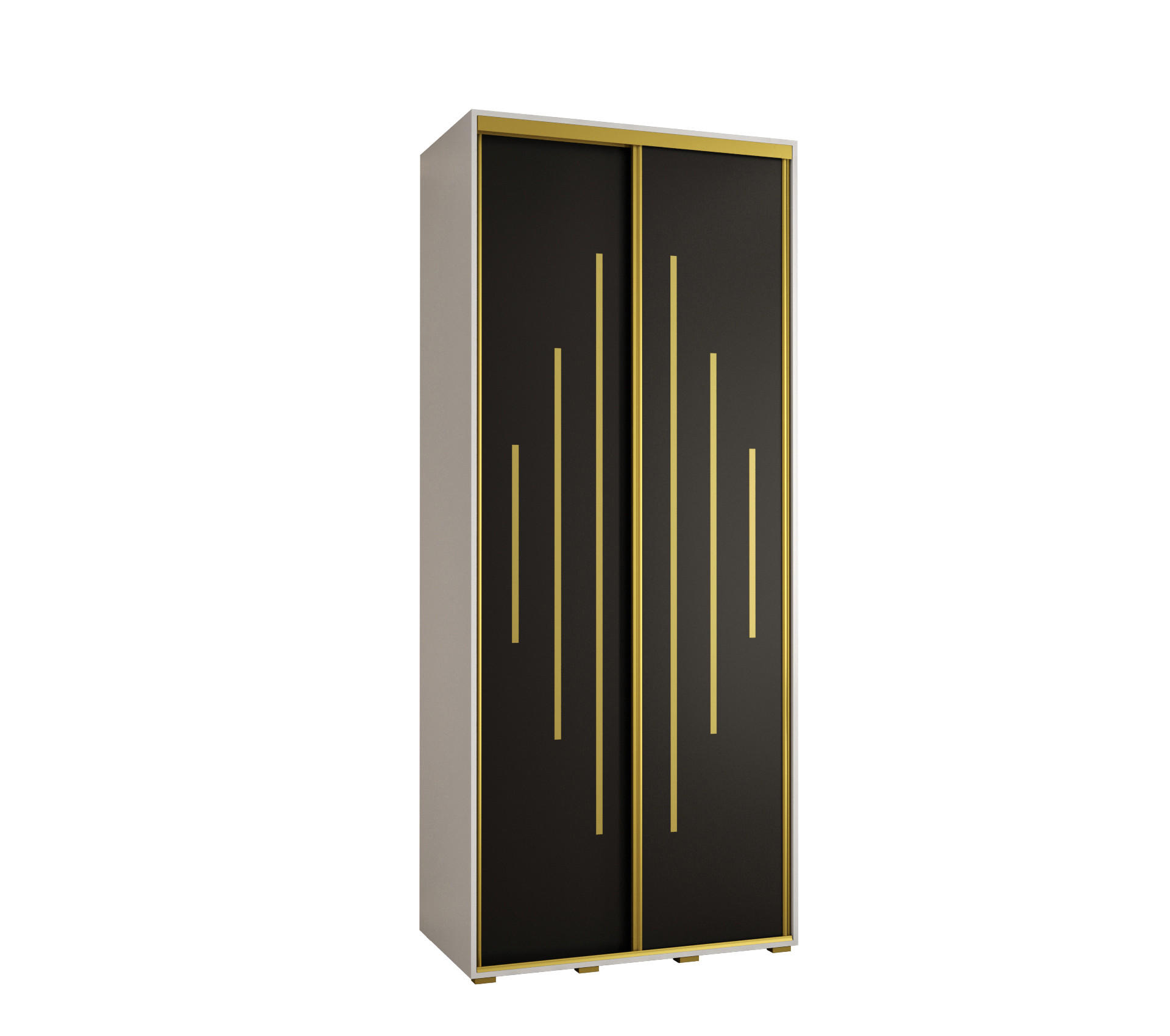 Abiks Möbel Schwebetürenschrank Weiß, Schwarz, Gold 100x235x60 cm