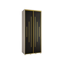 SCHWEBETÜRENSCHRANK 235,2/100/60 2-türig - Goldfarben/Schwarz, Holz/Metall (100/235/60cm) - Abiks Möbel