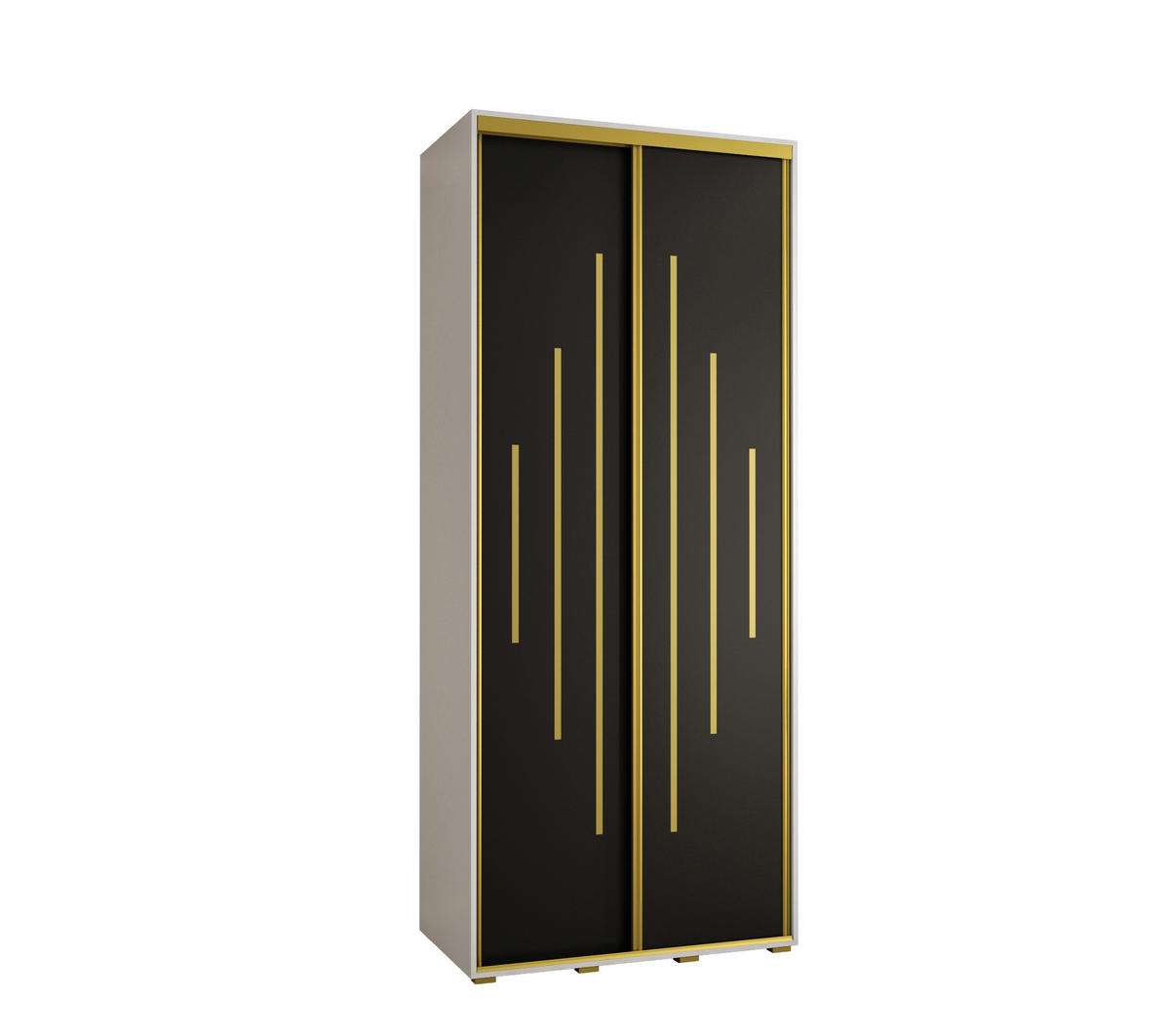 SCHWEBETÜRENSCHRANK 235,2/100/60 2-türig - Goldfarben/Schwarz, Holz/Metall (100/235/60cm) - Abiks Möbel