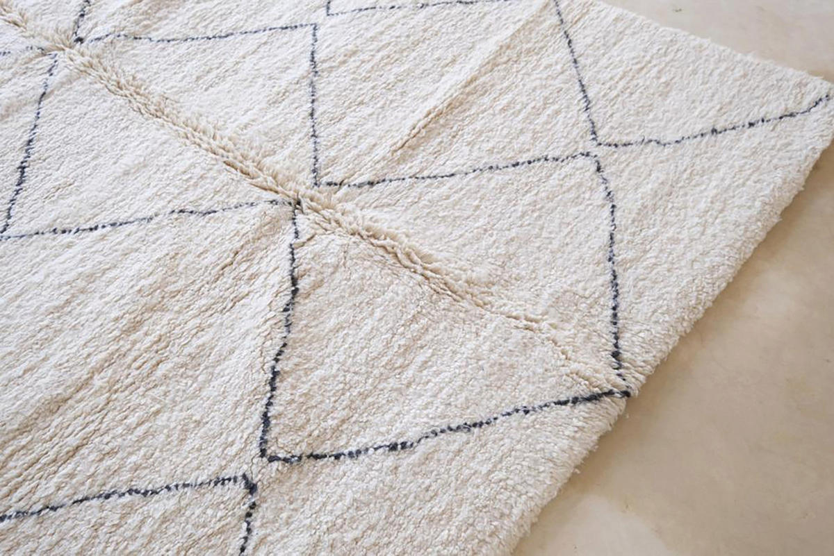 BERBERTEPPICH aus Marokko aus reiner Wolle 250x 350 cm - Weiß, Naturmaterialien (250/350cm) - AFK Living