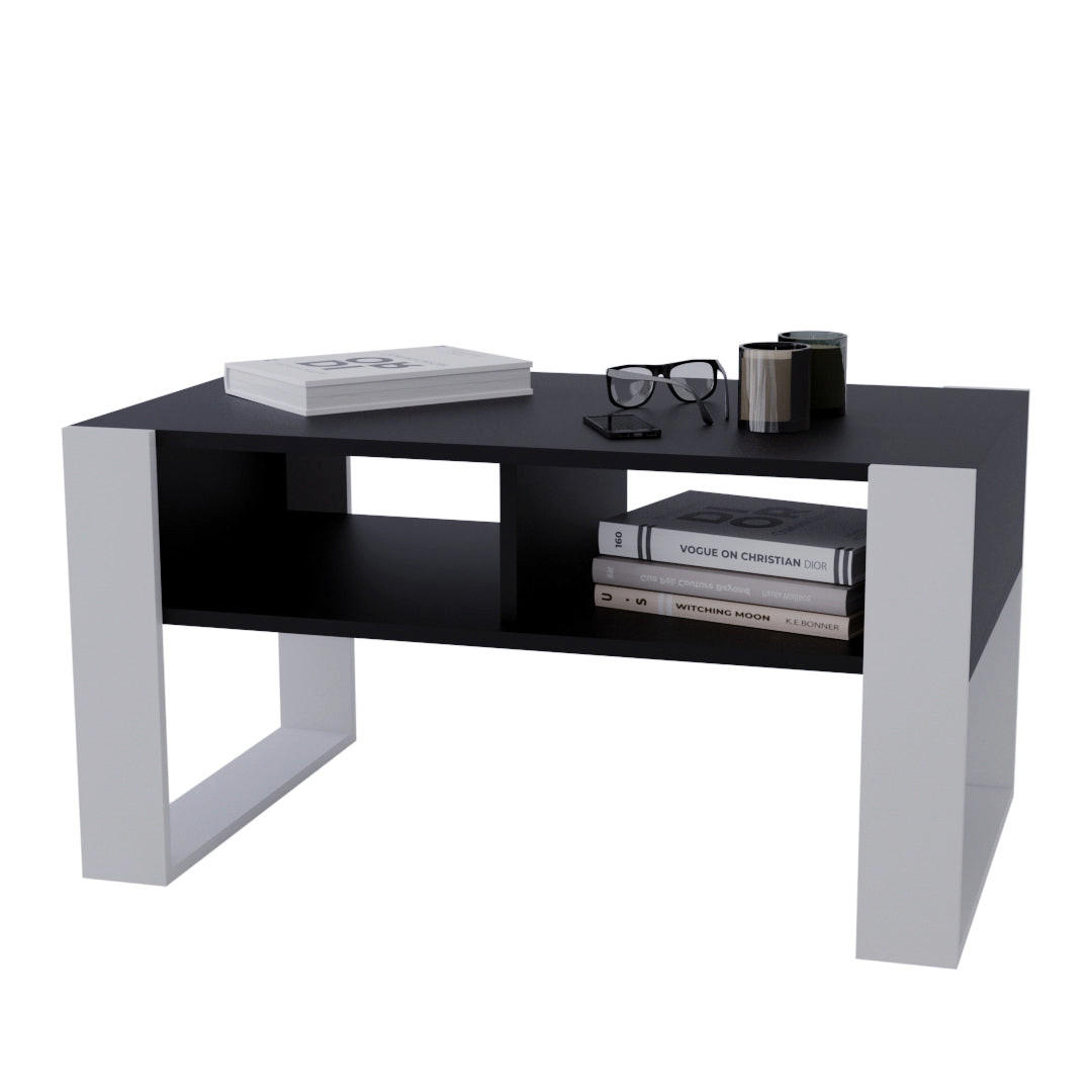 COUCHTISCH KORA 92 - Schwarz/Weiß, Holz (53.6/92/45cm) - Mat-Haus
