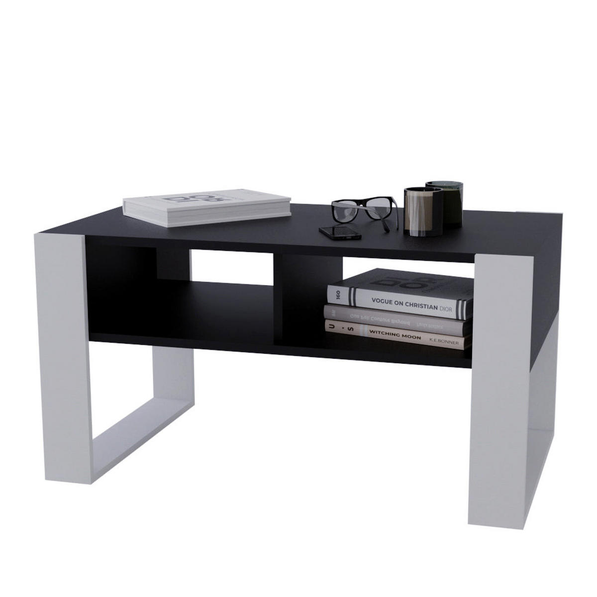 COUCHTISCH KORA 92 - Schwarz/Weiß, Holz (53.6/92/45cm) - Mat-Haus