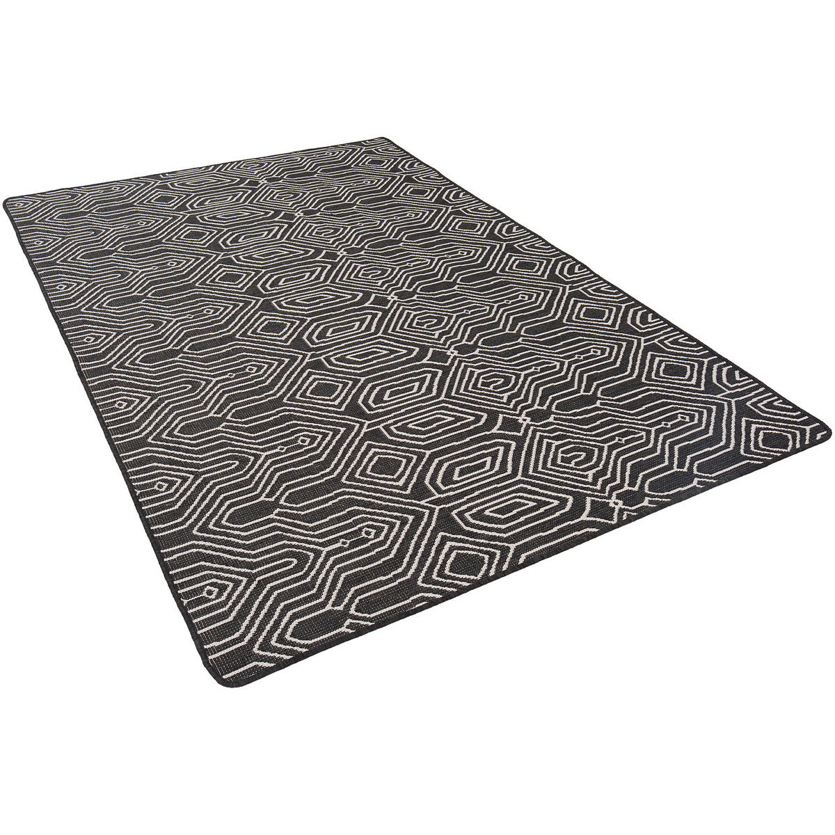 IN- UND OUTDOOR TEPPICH BEIDSEITIG NEWPORT MODERN - Schwarz, Textil (80/240cm) - Snapstyle