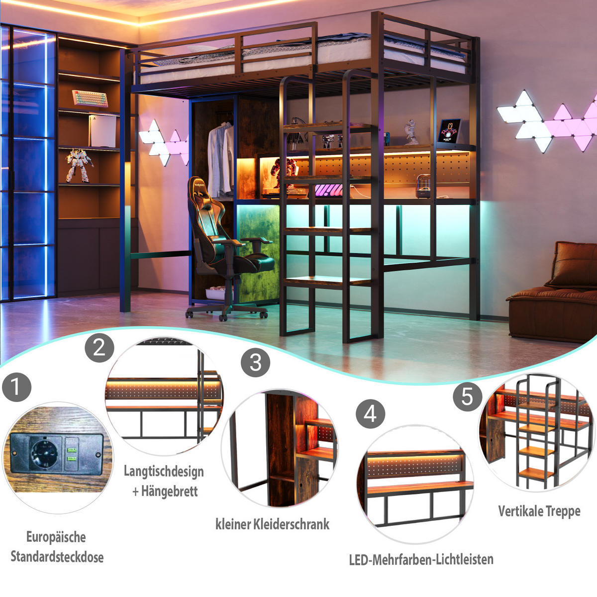 HOCHBETT Metall 90/200 cm Schwarz - Schwarz, Holzwerkstoff/Metall - Raumix