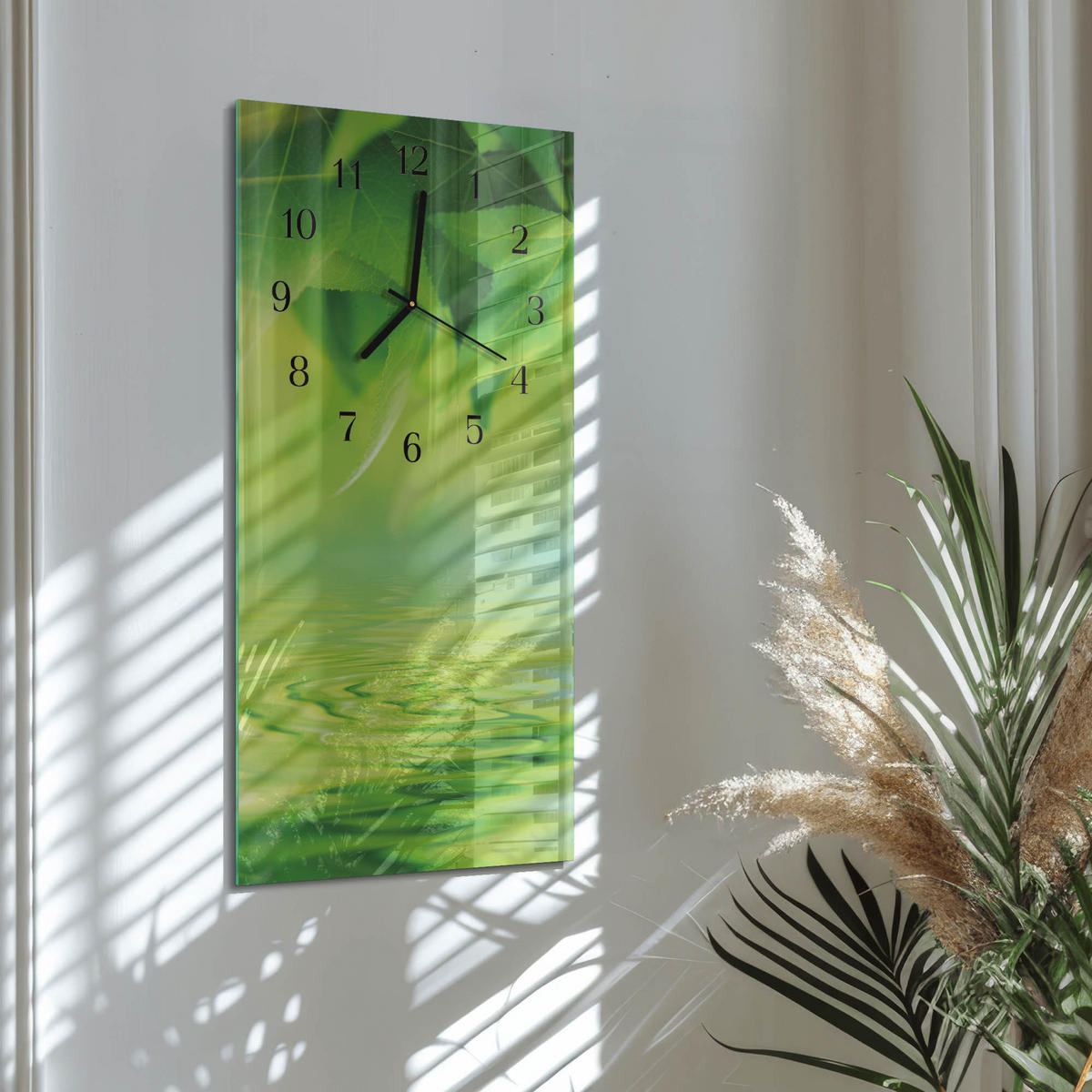 WANDUHR 30x60 cm - Chili-Pfeffer - Grün, Glas (30/60/0.4cm) - TULUP