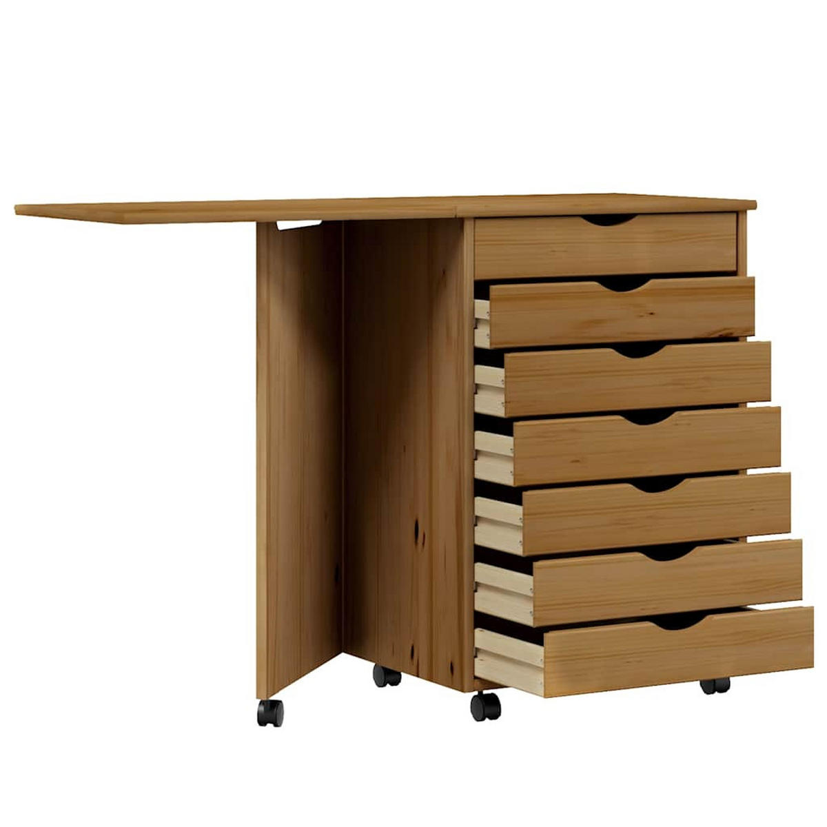ROLLSCHRANK MIT SCHREIBTISCH MOSS HONIGBRAUN MASSIVHOLZ KIEFER - Braun, Holz (39/74.5/105.5cm) - vidaXL