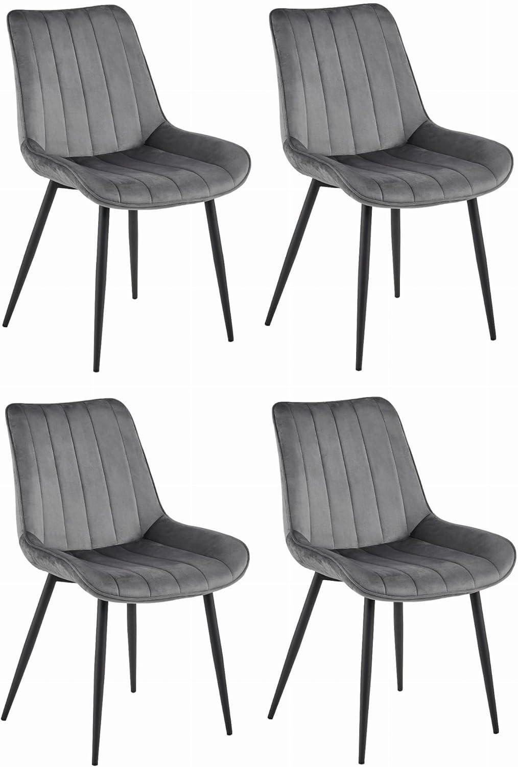 ESSZIMMERSTUHL Dunkelgrauer Velours, geriffelte Rückenlehne, bequeme Sitzfläche - Grau, Textil (56/89/43cm) - Best For Home