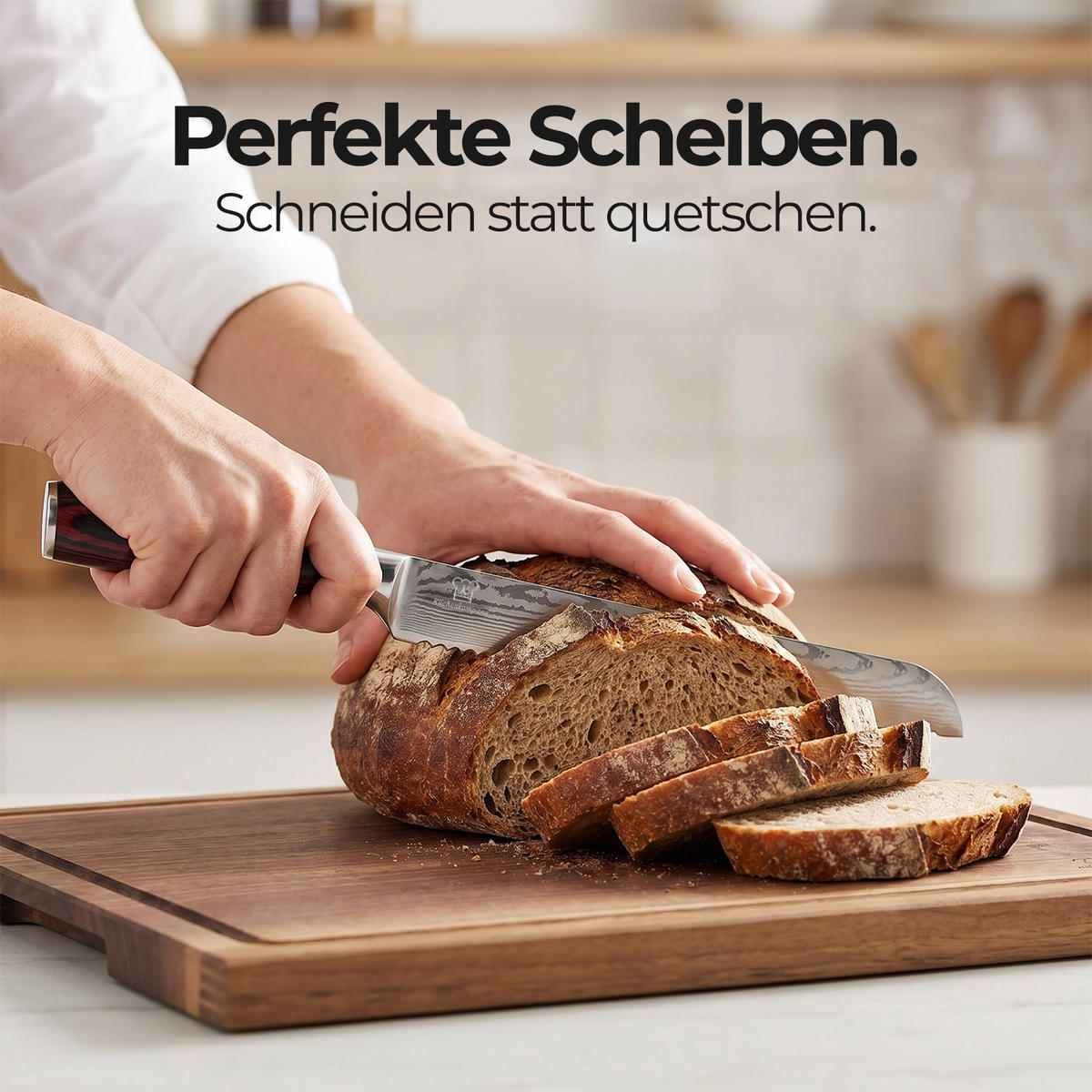KÜCHENKOMPANE Profi Messer-Set 8-tlg. – Edelstahl Küchenmesser mit Pakkaholz-Griffen - Braun, Holz/Metall - Küchenkompane