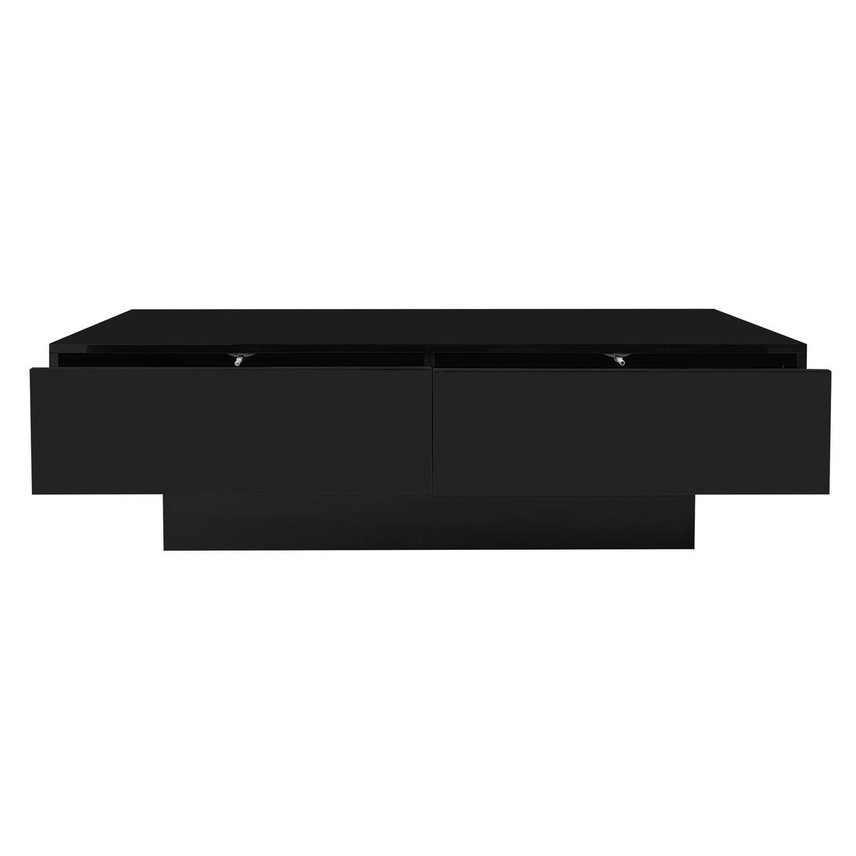 COUCHTISCH Schwarz Hochglanz mit 2 Schubladen und LED-Licht, 115/55/34 cm,Schwarz - Schwarz, Holzwerkstoff (55/115/34cm) - Redom