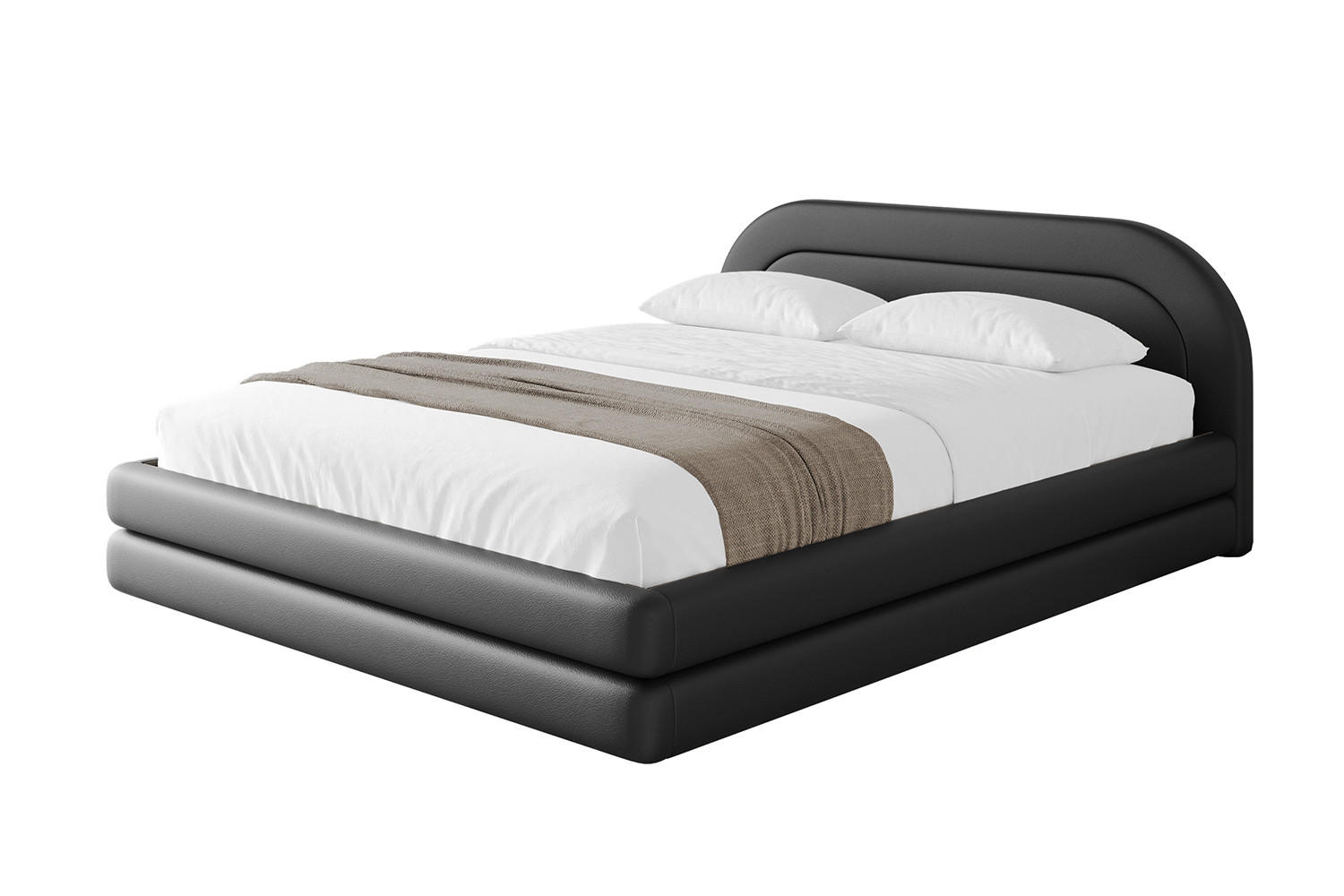 POLSTERBETT mit Bettkasten und Lattenrost, Boxbett ohne Matratze - LERIS-v1 120x200 Schwarz Kunstleder - Schwarz Hochglanz, Holzwerkstoff/Textil (120/200cm) - ALTDECOR