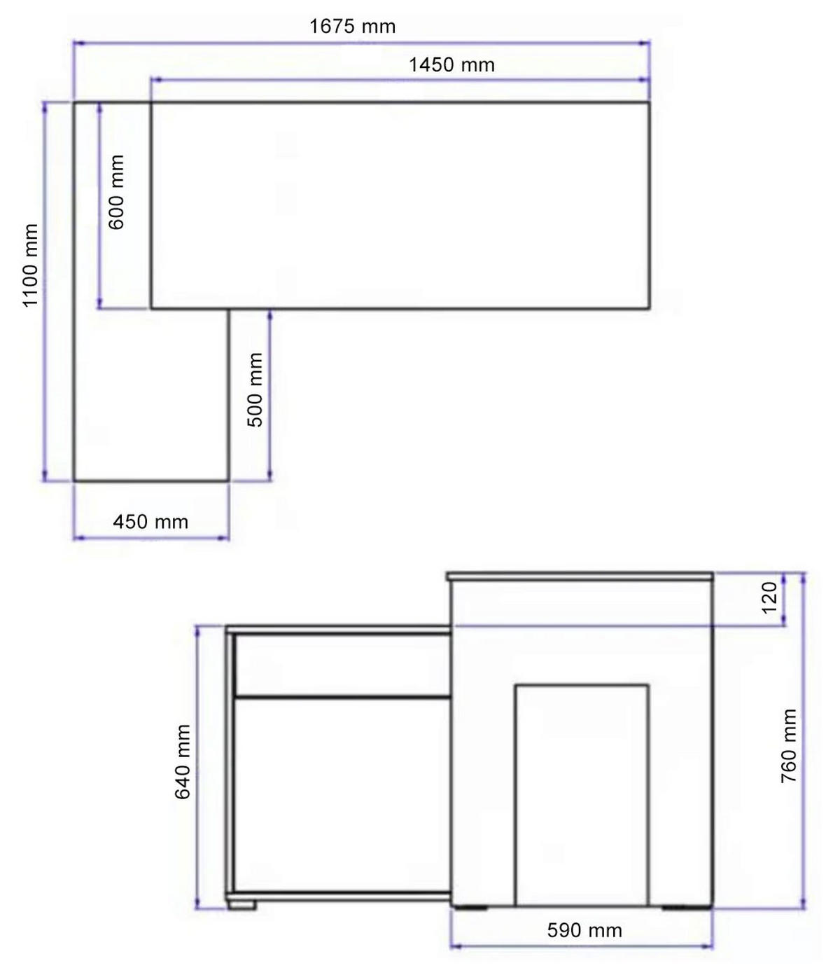 ECKSCHREIBTISCH Como Wellington Eiche / graphit 168 cm / 110 cm / 76 cm - Graphitfarben/Braun, Holz/Holzwerkstoff (110/168/76cm) - Feldmann-Wohnen