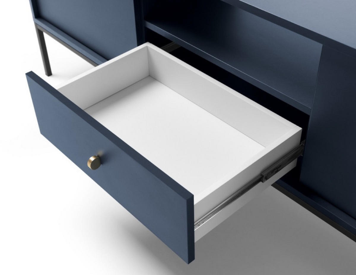 TV-LOWBOARD Granat Monako Ständer Schwarz - Blau, Holzwerkstoff (153.4/56.2/39cm) - Sepro Meble