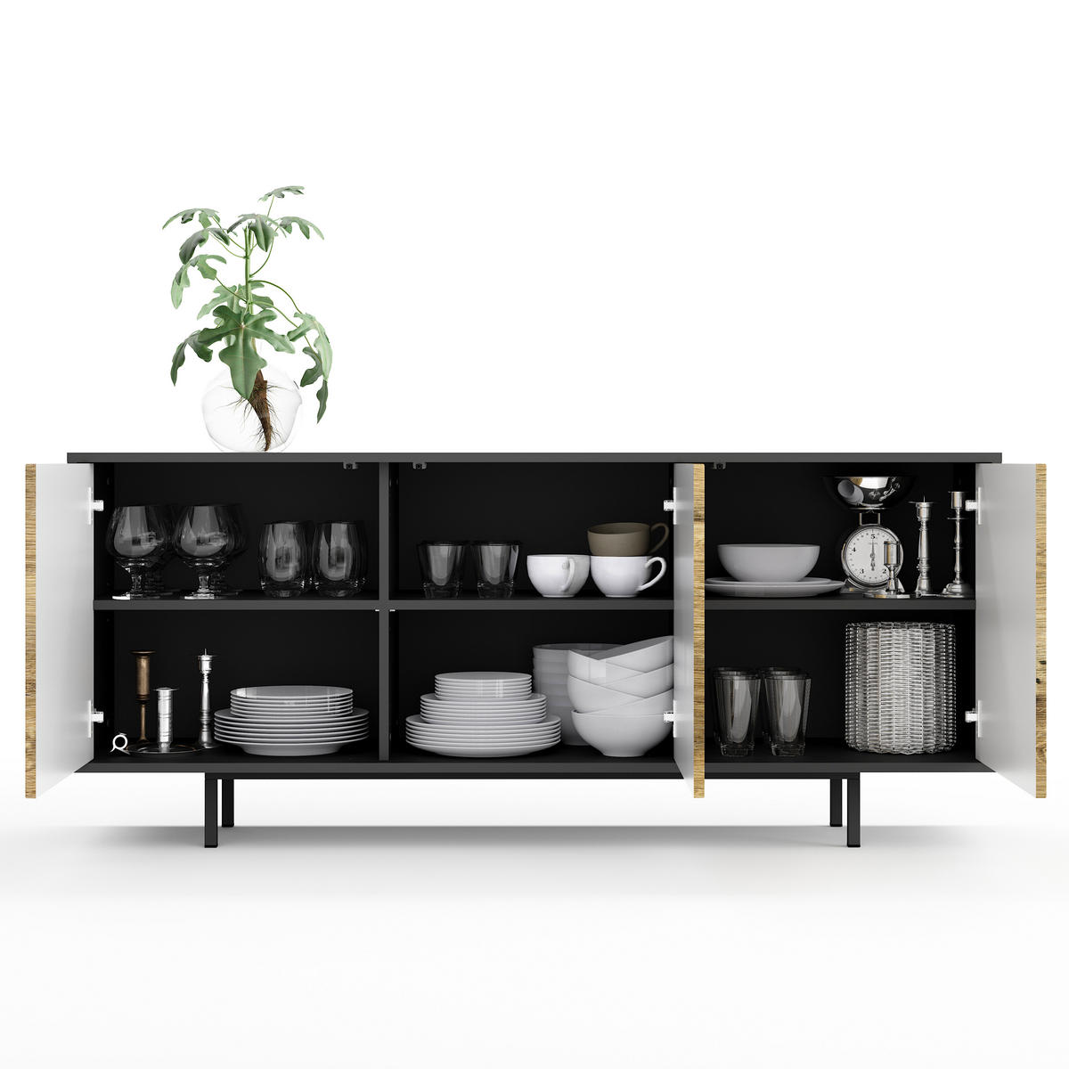 SIDEBOARD Akia Eiche Ribbeck 66/154/40 cm - Alteiche, Holzwerkstoff (154/66/40cm) - SIMPLYFURN