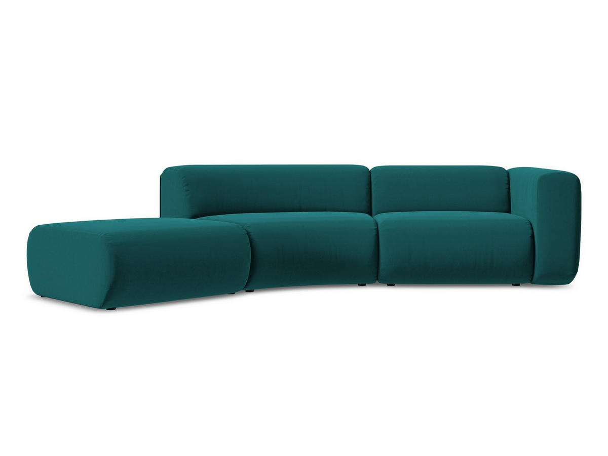 4-SITZER-SOFA Samt Stoff Blau - Blau/Petrol, Kunststoff/Textil (335/70/166cm) - Makamii