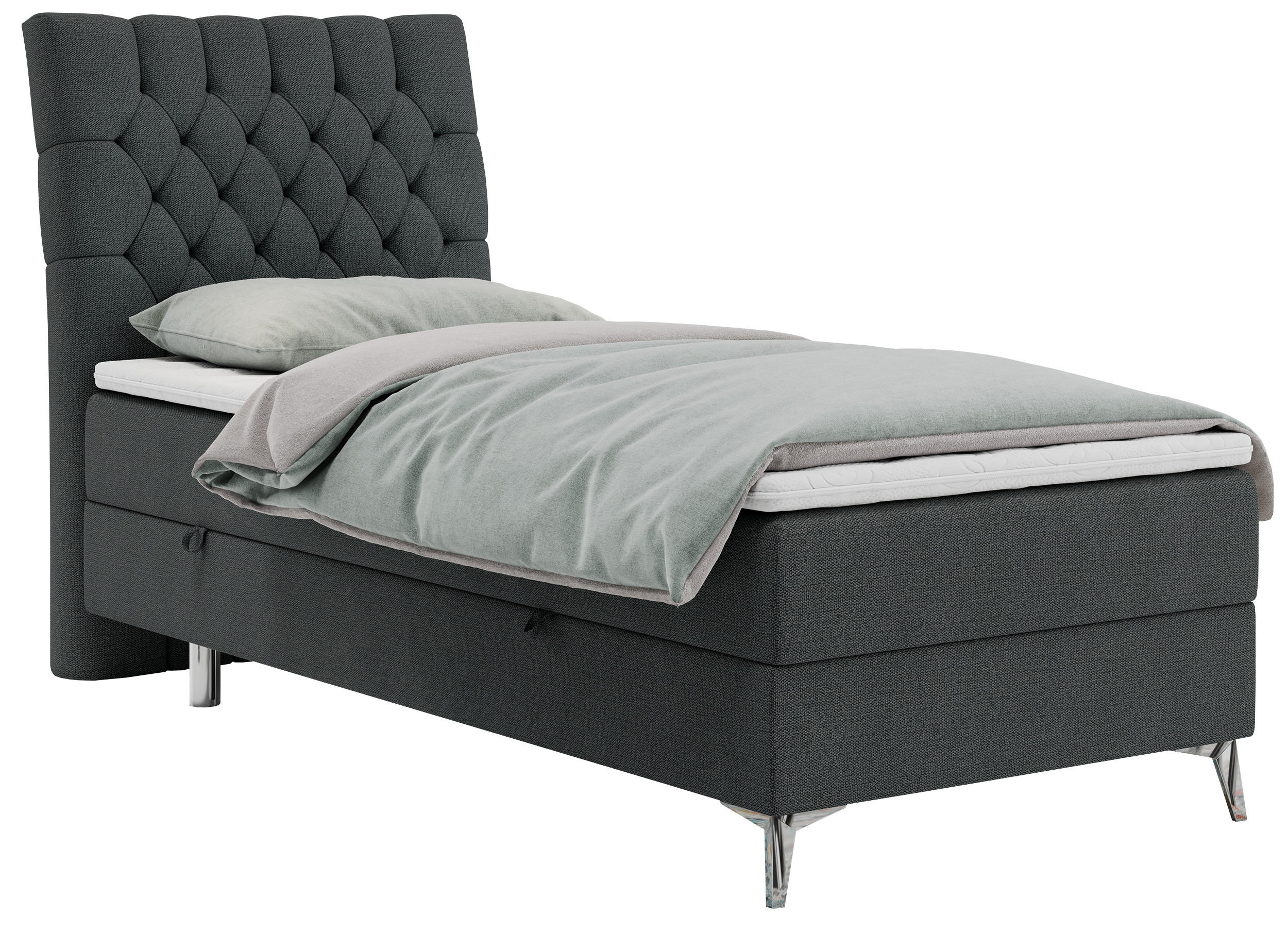 BOXBETT MILEN 90/200 Dunkelgrau Struktur - H4 - Links Seite - Dunkelgrau, Holz/Textil (90/200cm) - MKS