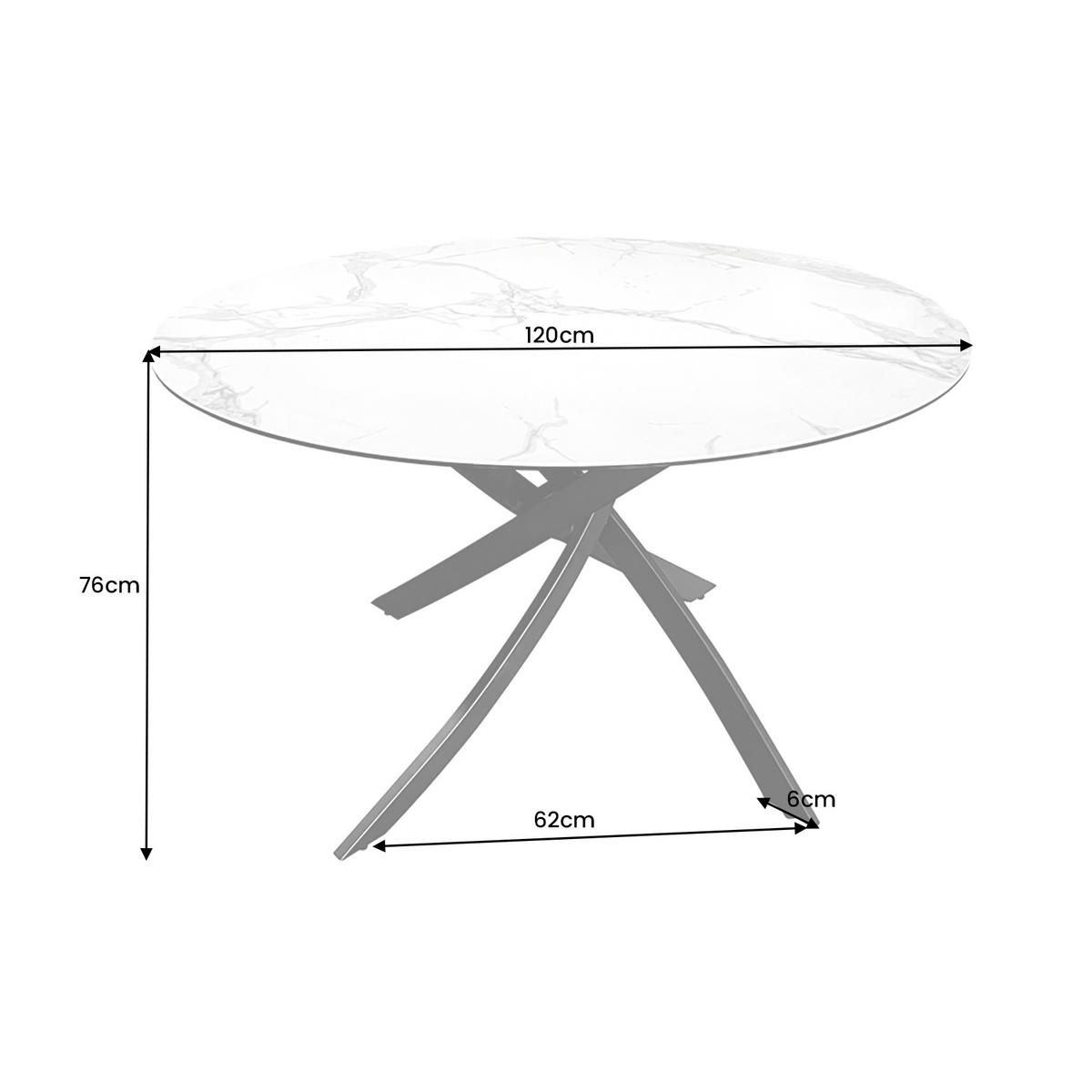 ESSTISCH ALPINE Keramik Weiß 120 cm - Schwarz/Weiß, Keramik/Metall (120/120/76cm) - riess-ambiente