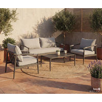 LOUNGESET - 4-teilig - Aluminium / Polyester - Grau / Anthrazit - Anthrazit, Textil/Metall (1/1/1cm) - home24