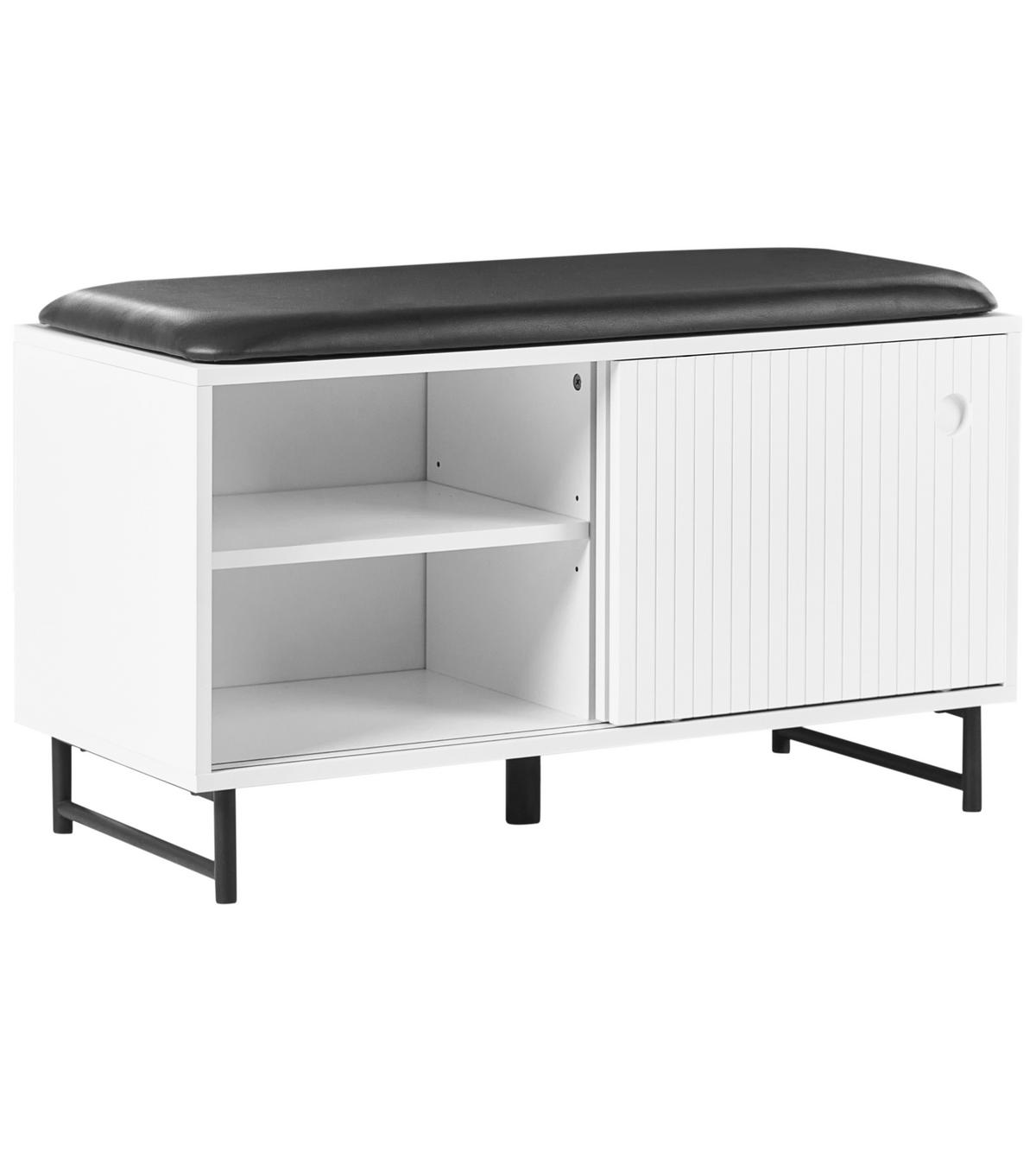 BANCĂ PENTRU PANTOFI cu spațiu de depozitare albă Batoche - alb/negru, compozit lemnos (85/49/37cm) - Beliani