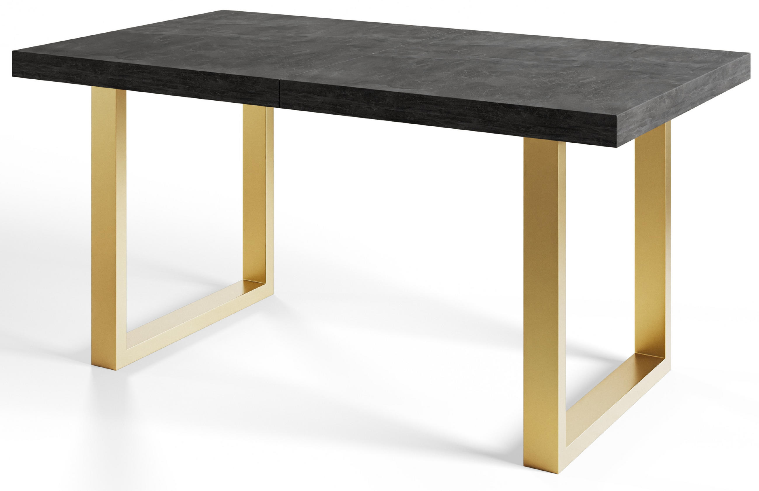 ESSZIMMERTISCH LOFT-U, ausziehbarer Tisch 120-220X80X77 cm, Farbe: Dunkelgrau, mit Metallbeinen in Farbe Gold - Dunkelgrau/Goldfarben, Holzwerkstoff (120/80/77cm) - Alpi-Möbel