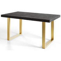ESSZIMMERTISCH LOFT-U, ausziehbarer Tisch 120-220X80X77 cm, Farbe: Dunkelgrau, mit Metallbeinen in Farbe Gold - Dunkelgrau/Goldfarben, Holzwerkstoff (120/80/77cm) - Alpi-Möbel